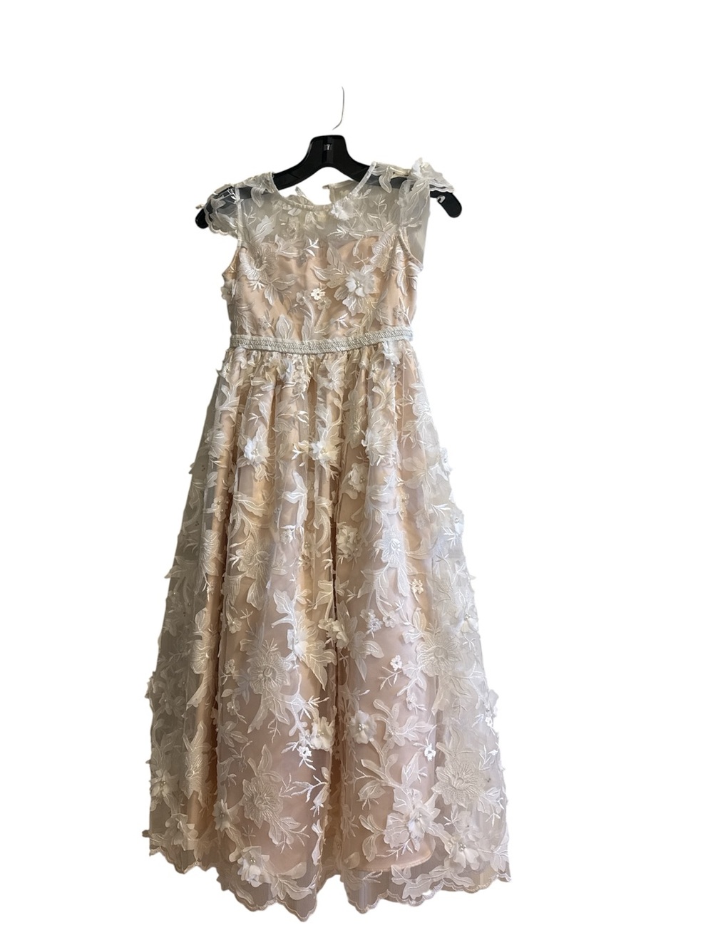 Rare Editions White Lace Dress w/ Taupe Lining Girls Size 8 NWT - Picture 1 of 11